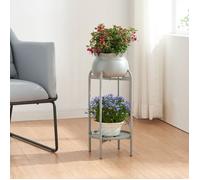 [en.casa] Porte-Plantes Style Intemporel avec Cache-Pot Support de Plantes pour Intérieur Étagère à Fleurs pour Salon Chambre Métal 81 x 40 x 40 cm Gris