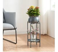 [en.casa] Porte-plantes Style Intemporel avec Cache-Pot Support de Plantes pour Intérieur Étagère à Fleurs pour Salon Chambre Métal 81 x 40 x 40 cm Noir