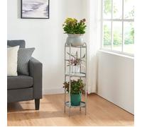 [en.casa] Porte-plantes Style Intemporel avec Cache-Pot Support de Plantes pour Intérieur Étagère à Fleurs pour Salon Chambre Métal 95 x 27 x 27 cm Gris