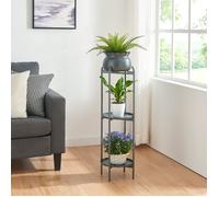 [en.casa] Porte-plantes Style Intemporel avec Cache-Pot Support de Plantes pour Intérieur Étagère à Fleurs pour Salon Chambre Métal 95 x 27 x 27 cm Noir
