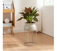 [en.casa] Porte-Plantes Style Intemporel avec Cache-Pot Support de Plantes pour Intérieur Bac à Fleurs pour Salon Chambre Métal 38 x 24 cm Beige