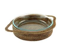 Porte-plat en rotin rond ø 24 cm et plat en Pyrex