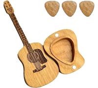 Porte-plectre Pour Boîte à Médiateurs De Guitare Avec 3 Médiateurs En Bois Et Support En Bois Gravée Médiateurs Classiques Triangulaires Pour Guitare Basse Ukulélé