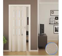 Porte pliante accordéon cèdre verre opaque en PVC 88,5x214cm - FORTE - Luciana - Rectangulaire - Coté - Beige