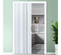 Porte pliante accordéon en PVC blanc brillant - Tailles personnalisées de 101,6 x 203,2 cm à 381 cm, design en accordéon magnétique, installation facile avec matériel pour espaces intérieurs