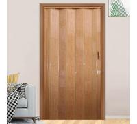 Porte pliante accordéon en PVC brillant personnalisable - Design accordéon magnétique - Facile à installer - Utilisation intérieure - Tailles : 177,8 à 381 cm - Finition érable - 167,5 x 203 cm