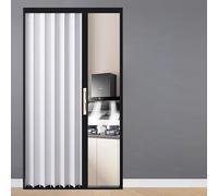 Porte pliante en accordéon, Kit de porte coulissante multiple de cadre en aluminium avec des tailles multiples noires et blanches de serrure(47x80in(119x203cm))
