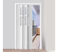 Porte pliante en accordéon, Porte accordéon multiple blanche de PVC avec des tailles personnalisables de fenêtre acrylique(80x80in(203x203cm))