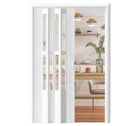 Porte pliante en accordéon - Porte coulissante magnétique avec fenêtre et poignée en acrylique - Porte moustiquaire pliable pour armoire et pièce d'entrée, construction en aluminium