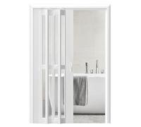 Porte pliante en accordéon, Porte pliante accordéon en PVC avec panneau translucide(White B,70inX90in/177.8cmX228.6cm)