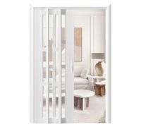 Porte pliante en accordéon, Porte pliante accordéon en PVC avec panneau translucide(White C,74inX90in/188cmX228.6cm)