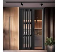 Porte pliante en accordéon, Porte pliante intérieure en accordéon en aluminium noir 22-80 po x 80 po(33x80in(84x203cm))