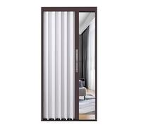 Porte pliante en accordéon pour cuisine et salle de bain - Porte intérieure coulissante rétractable en aluminium avec serrure et clé - Économie d'espace (cadre marron, 93,5 x 203 cm)