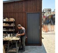 Porte pliante en accordéon verrouillable/portes coulissantes intérieures et extérieures de séparation de pièce for entrepôt/cuisine/garde-manger/hangar(WxH-42X80in (107x203cm))