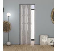Porte pliante interieur pvc 83x214 cm mod. Maya Beton gris avec verre satine