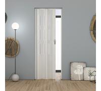 Porte pliante interieur pvc 83x214 cm mod. Maya Palissandre blanc avec verre ...