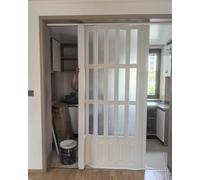 Porte pliante intérieure en PVC effet chêne blanc accordéon style grange pour chambre à coucher armoire coulissante