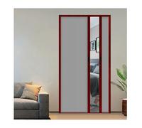 Porte Pliante Porte accordéon intérieure sans perçage, cloison coulissante pliable mobile isolante occultante pour douche, terrasse et petit garde-manger(Red frame,64" x 80")
