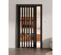 Porte Pliante, Porte accordéon rétractable - Cloison de séparation Pliante en Aluminium avec fenêtres Transparentes, Porte moustiquaire intérieure Noire pour Petits espaces, 80" de Haut (68