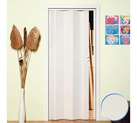 Porte Pliante PVC accordèon reductible Bouton coulissante Cendre Blanc 83x214 Mod Maya