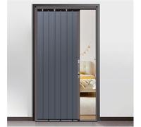 Porte Pliante Sur Rail Avec Quincaillerie Et Serrure, Porte Coulissante Accordéon En Aluminium De Style Grange, Panneau De Séparation Portable Et Haut(32x80in(81x203cm))