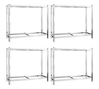 Porte-pneus à 2 niveaux en acier galvanisé argenté 110x40x110 cm capacité 300 kg rangement modulable ajustable pour garage atelier stockage pneus