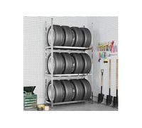 Porte-pneus à 2 Niveaux, Support de Pneu avec Hauteur réglable, Etagère à Pneus, Etagère de Rangement Garage, Industriel, Argenté 110x40x200 cm Acier