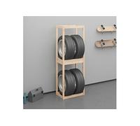 vidaXL Porte-pneus, Étagère à Pneus avec Rangement, Support de Pneus Garage Entrepôt Atelier, Moderne, Marron 63x40x180 cm Bois de Pin Massif