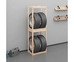 Porte-pneus Étagère Support Rangement Garage Marron Bois de Pin Massif vidaXL