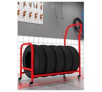 Porte-pneus mobile robuste 2 en 1 pour rangement et transport avec 4 roues pour un déplacement facile, idéal pour l'organisation du garage et de l'atelier