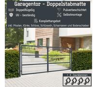 Porte Portail Jardin 300x140 Cadenas Clés Acier Anthracite À double aile V2Aox