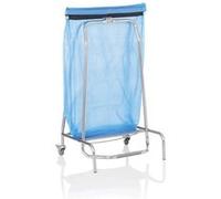 WAS 1132 950 Support pour Sacs Poubelle en Acier Inoxydable avec pédale, 2 roulettes avec bloqueur, Hauteur 95 cm