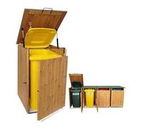 Porte-poubelle en bois, boîte de rangement fabriquée en Italie, toit vert, L74 x P86 x 116H