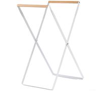 Porte-poubelle pliable pour 4 sacs de camping, largeur réglable, avec poignée ergonomique, construction robuste en bois de fer pour pique-nique, barbecue en plein air (blanc)