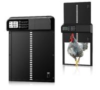 Porte Poulailler Automatique avec Écran LCD Programmable Étanche, Porte Automatique Poulailler en Aluminium, Batterie, Commande de Minuterie