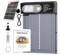 Porte Poulailler Automatique Solaire avec Affichage LED, CHAMUTY Porte Automatique Poulailler en Aluminium avec Capteur de Lumière, Minuterie, Télécommande, Deux Méthodes de Chargement, Anti-pincement