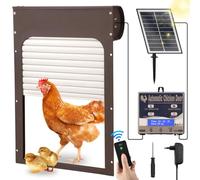 Porte Poulailler Automatique Solaire, Grande Intelligente Anti-Pincement Taille Poule Trappe Automatique Poulailler, Chicken Coop Door avec Capteur de Lumière, Minuterie, Fonction Anti-pincement