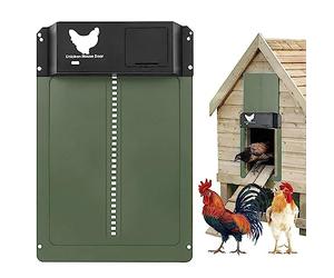Porte Poulailler Automatique Solaire, Porte De Poulailler Automatique Batterie, Automatic Chicken Coop Door, Etanche avec Capteur de Lumière Porte De Poulailler à Induction à Pile, pour Poulets Canard