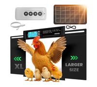 Porte Poulailler Automatique XL - Panneau Solaire - Ecran LCD, Télécommande, Capteur Lumière, Minuterie & Sécurité - 28,7 x 22,1 cm