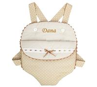 Porte-Poupée ou porte-bébé pour poupées, poupons et peluches PERSONNALISÉ avec le NOM. Plusieurs modéles couleurs et tailles disponibles. (Verona Camel, Grand)