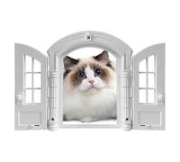 Porte Pour Chat - 24 X 27,5 X 7,2 Cm, Barrière Anti-fugue Pour Chats De Petite Et Moyenne Race, Style Français, Double Vantail, Idéale Pour Chambre, Garage, Intérieur, Extérieur, Mur, Porte Ou Maison.