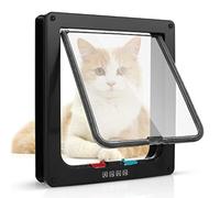 Porte pour Chat avec Fermeture magnétique à 4 Voies, Porte pour Animaux de Compagnie pour Chats et Petits Chiens, Porte pour Chat avec Tunnel (Noir, XL 24,5 x 28,5 x 5,5 cm)