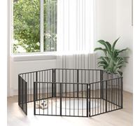 Porte pour Chien 6 pcs en Acier galvanisé Noir 100 x 60 cm, Parc Pliable modulable pour intérieur extérieur, barrière Robuste et Respirante pour Chiot, Salon, Jardin, Voyage