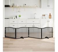 Porte pour chien pliable - vidaXL - 4 panneaux - Bois de peuplier - Noir - 320 cm