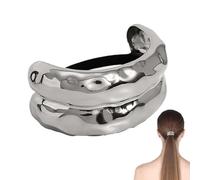 Porte-queue de cheval à manchette, cravate décorative pour cheveux, Porte-queue de cheval élastique pour cheveux, Bande de en métal, manchette pour les déplacements quotidiens, les dîners, les