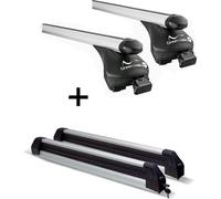 Porte-rails Quick L + porte-skis / porte-planches à neige / porte-skis Silve Ice extensible) compatible avec Renault Kadjar à partir de 2015