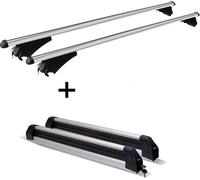 Porte-rails Tiger XL + porte-skis / porte-planches à neige / porte-skis Silve Ice extensible) compatible avec Audi A4 8K Avant 08-14