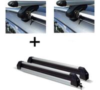 Porte-rails VDP XL 135 + porte-skis / porte-planches à neige / porte-skis Silve Ice extensible) compatible avec Renault Koleos 2008-2016