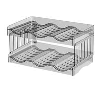 Porte Range Bouteille en Plastique 2 Pièces Moderne Étagère Gourdes Empilable Casier à Bouteille pour Lot de 6 Vin ou Autre Boisson Transparent Casier Bouteille d'eau Boîte pour Cuisine Armoire Frigo