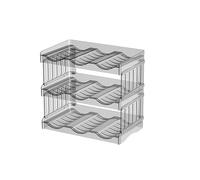Porte Range Bouteille en Plastique 3 Pièces Empilable Casier à Bouteille Moderne Étagère Gourdes pour Lot de 9 Vin ou Autre Boisson Transparent Casier Bouteille d'eau Boîte pour Cuisine Armoire Frigo
